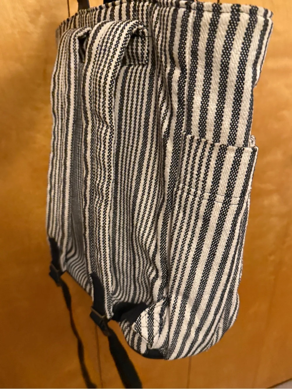 Universal Thread Canvas Stripe Tote Backpack - Black & Cream